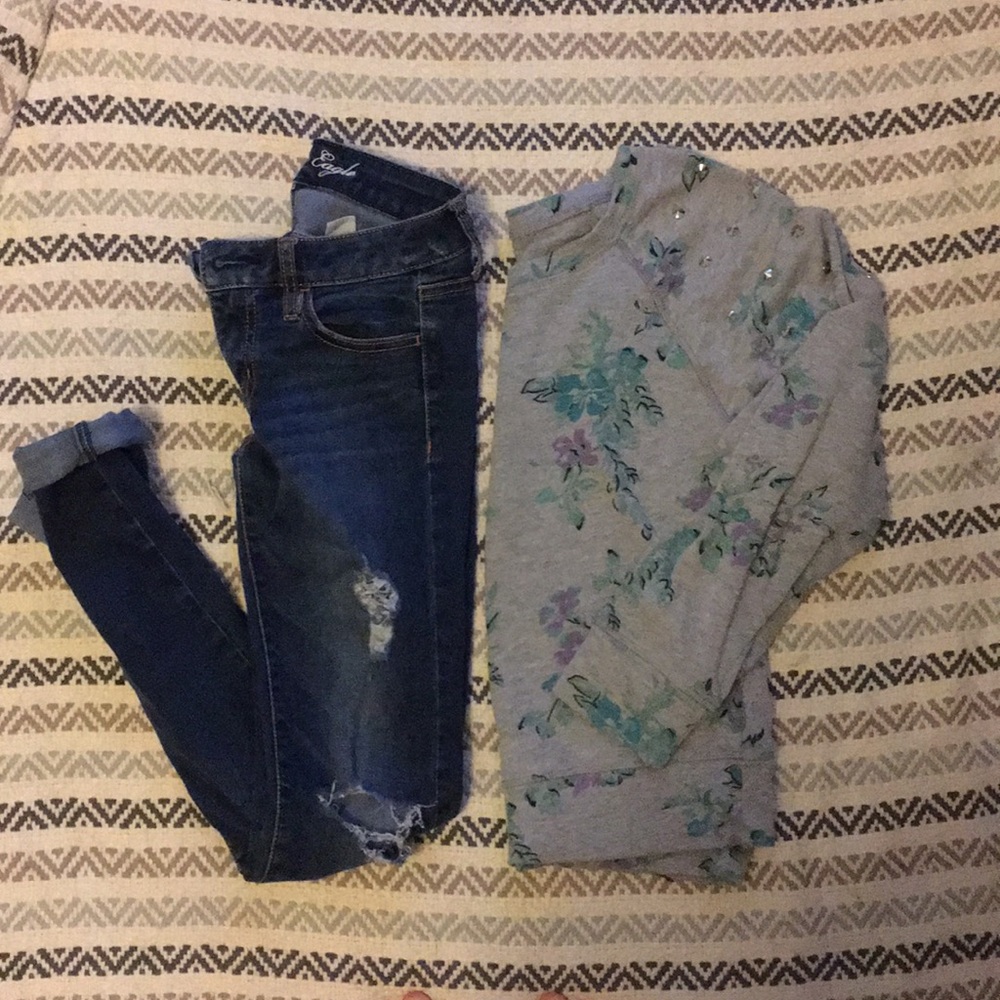 Nollie Floral Pullover with Studded Shoulders